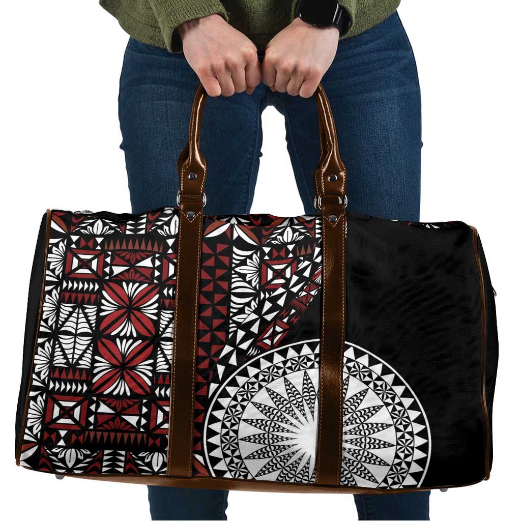 Red Tongan Ngatu Fonulei Pattern Travel Bag - Polynesian Pride