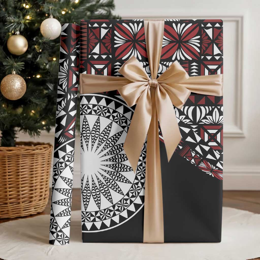 Red Tongan Ngatu Fonulei Pattern Wrapping Paper - Polynesian Pride