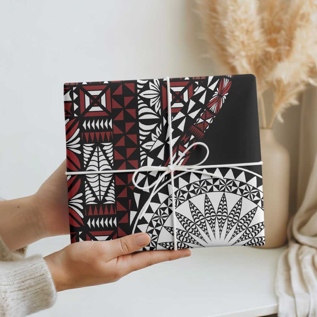 Red Tongan Ngatu Fonulei Pattern Wrapping Paper - Polynesian Pride