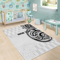Hawaii and Japanese Culture Personalised Area Rug With Polynesian Tribal Tattoo Style