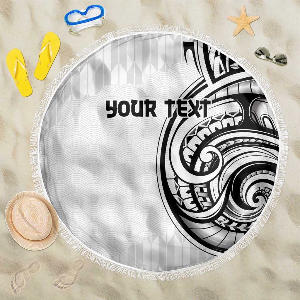 Hawaii and Japanese Culture Personalised Beach Blanket With Polynesian Tribal Tattoo Style