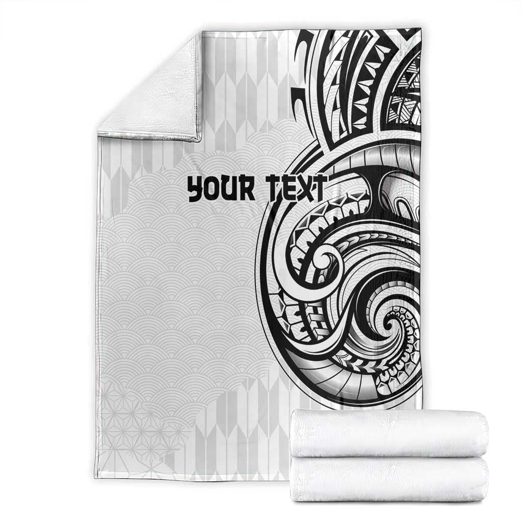 Hawaii and Japanese Culture Personalised Blanket With Polynesian Tribal Tattoo Style