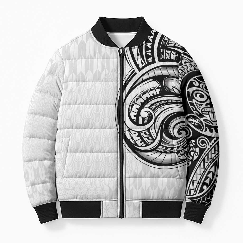 Hawaii and Japanese Culture Personalised Bomber Puffer Jacket With Polynesian Tribal Tattoo Style - Polynesian Pride