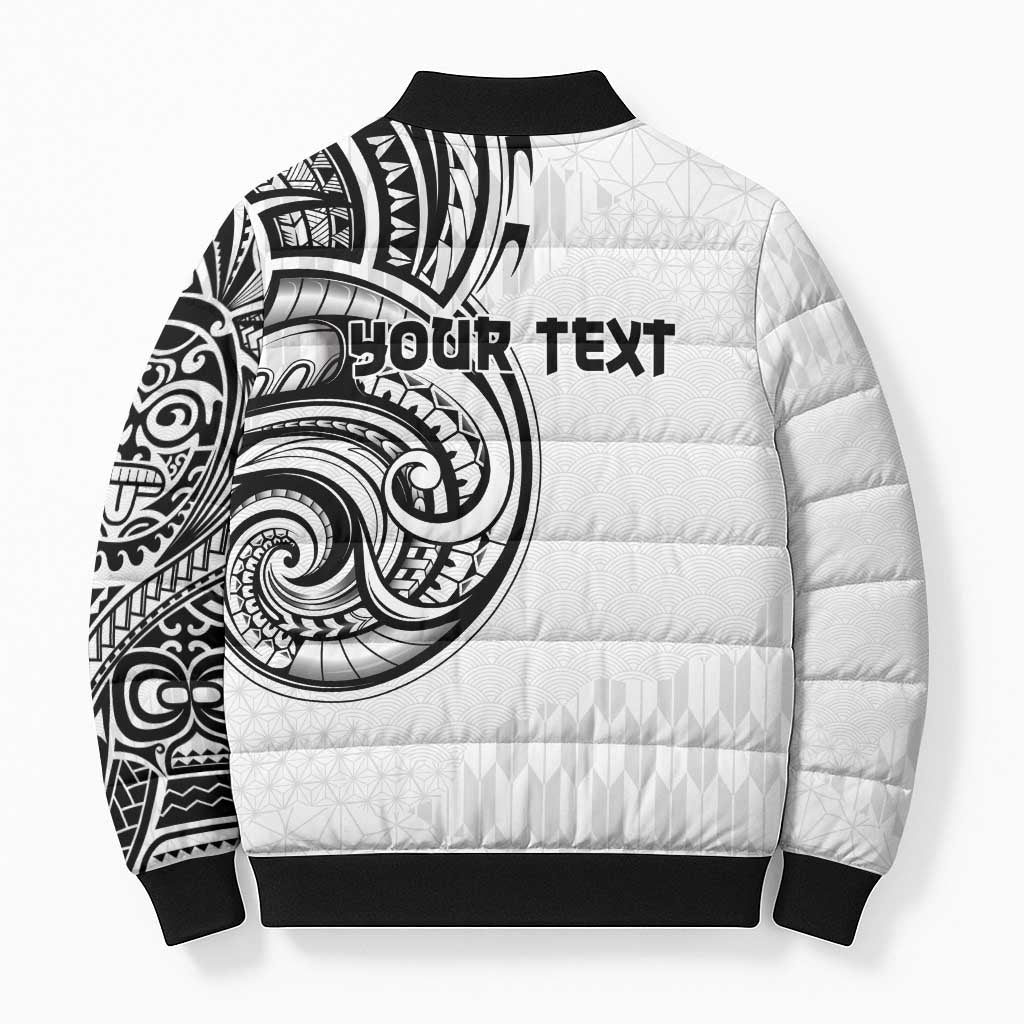 Hawaii and Japanese Culture Personalised Bomber Puffer Jacket With Polynesian Tribal Tattoo Style - Polynesian Pride