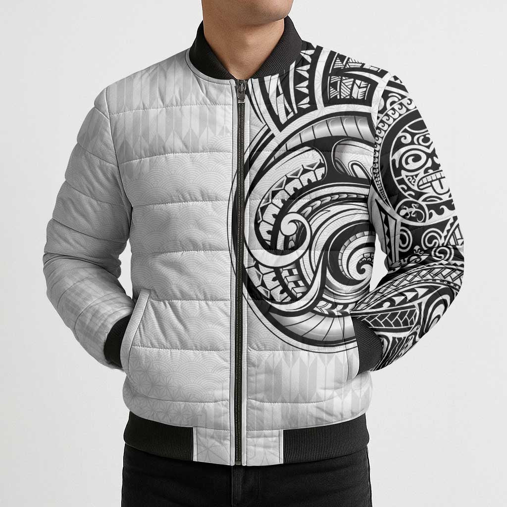 Hawaii and Japanese Culture Personalised Bomber Puffer Jacket With Polynesian Tribal Tattoo Style - Polynesian Pride