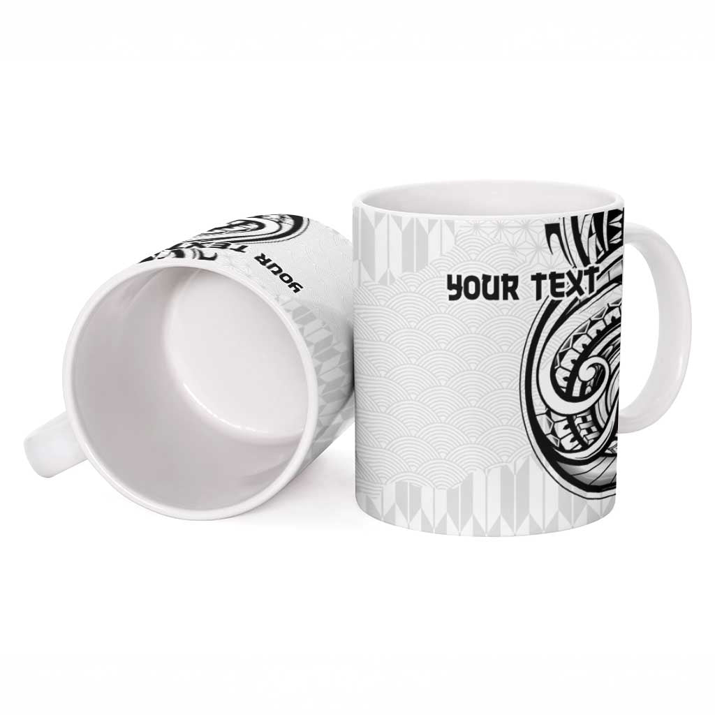 Hawaii and Japanese Culture Personalised Ceramic Mug With Polynesian Tribal Tattoo Style - Polynesian Pride