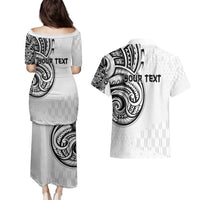 Hawaii and Japanese Culture Personalised Couples Matching Puletasi and Hawaiian Shirt With Polynesian Tribal Tattoo Style