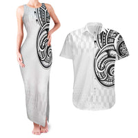 Hawaii and Japanese Culture Personalised Couples Matching Tank Maxi Dress and Hawaiian Shirt With Polynesian Tribal Tattoo Style
