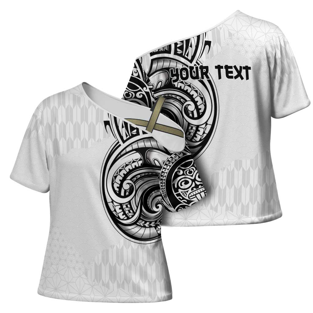 Hawaii and Japanese Culture Personalised Cross Shoulder Shirt With Polynesian Tribal Tattoo Style - Polynesian Pride