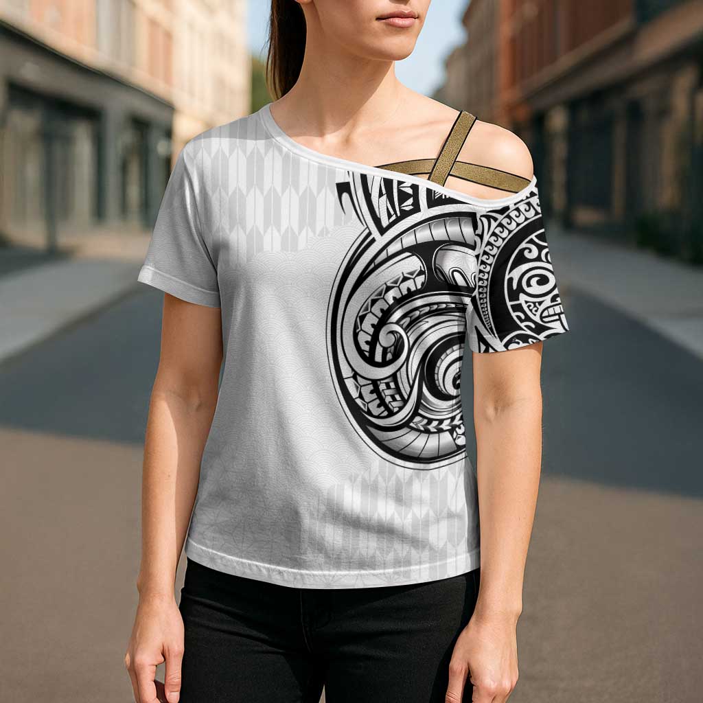 Hawaii and Japanese Culture Personalised Cross Shoulder Shirt With Polynesian Tribal Tattoo Style - Polynesian Pride