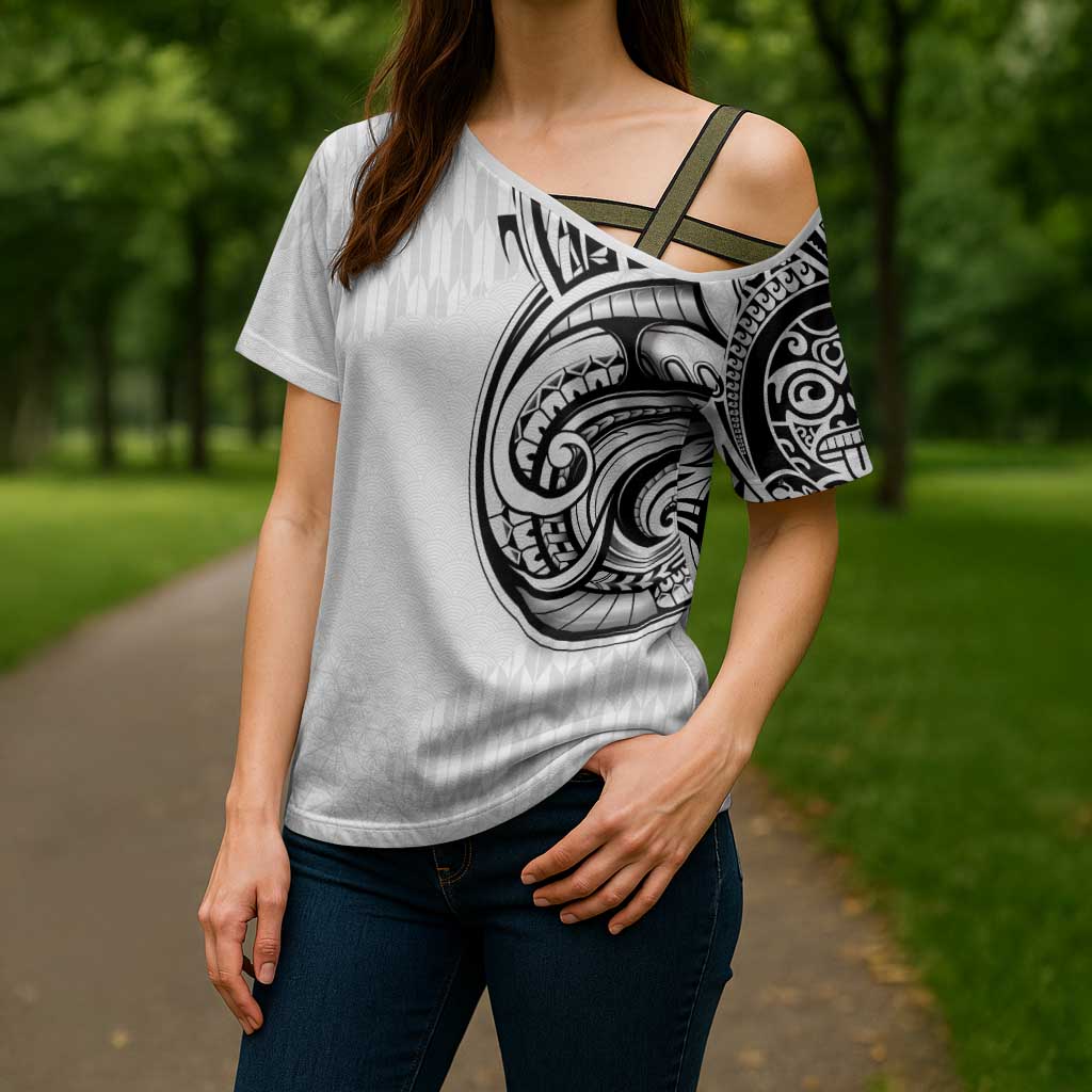 Hawaii and Japanese Culture Personalised Cross Shoulder Shirt With Polynesian Tribal Tattoo Style - Polynesian Pride