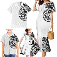 Hawaii and Japanese Culture Personalised Family Matching Mermaid Dress and Hawaiian Shirt With Polynesian Tribal Tattoo Style