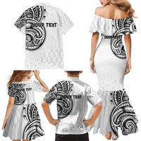 Hawaii and Japanese Culture Personalised Family Matching Mermaid Dress and Hawaiian Shirt With Polynesian Tribal Tattoo Style