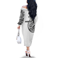 Hawaii and Japanese Culture Personalised Family Matching Off The Shoulder Long Sleeve Dress and Hawaiian Shirt With Polynesian Tribal Tattoo Style