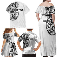 Hawaii and Japanese Culture Personalised Family Matching Off Shoulder Maxi Dress and Hawaiian Shirt With Polynesian Tribal Tattoo Style