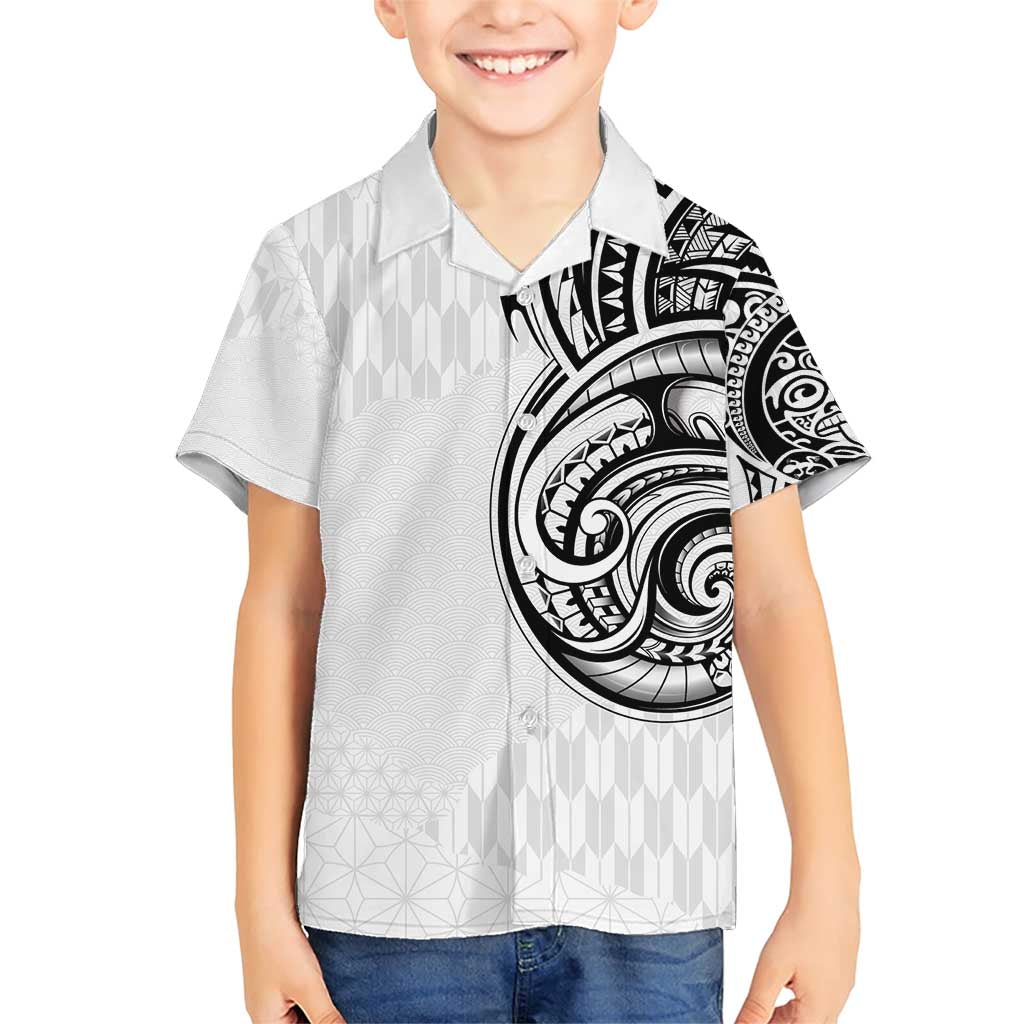 Hawaii and Japanese Culture Personalised Family Matching Short Sleeve Bodycon Dress and Hawaiian Shirt With Polynesian Tribal Tattoo Style