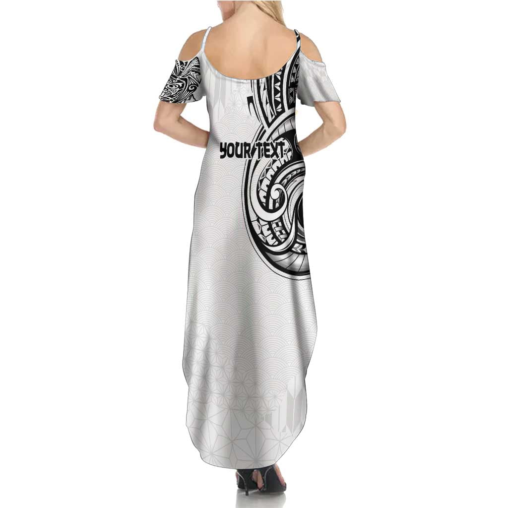 Hawaii and Japanese Culture Personalised Family Matching Summer Maxi Dress and Hawaiian Shirt With Polynesian Tribal Tattoo Style