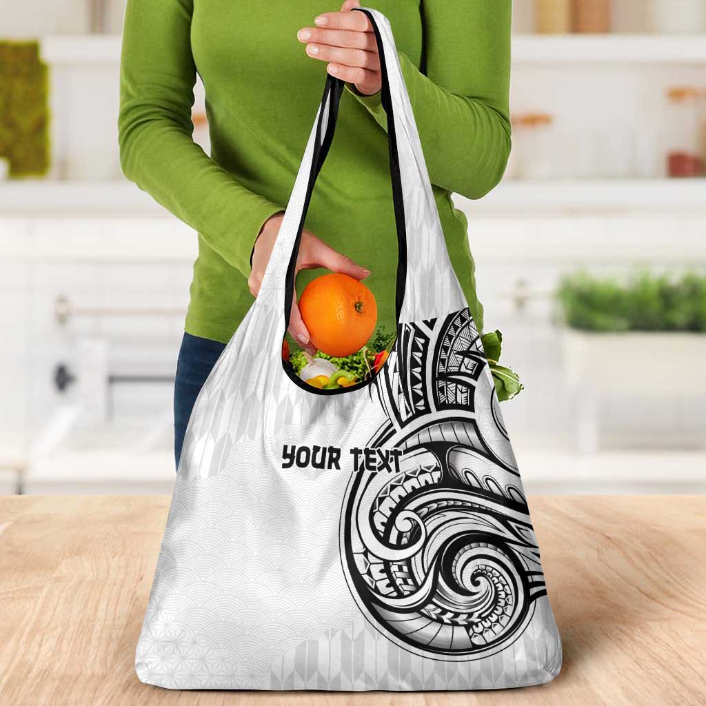 Hawaii and Japanese Culture Personalised Grocery Bag With Polynesian Tribal Tattoo Style