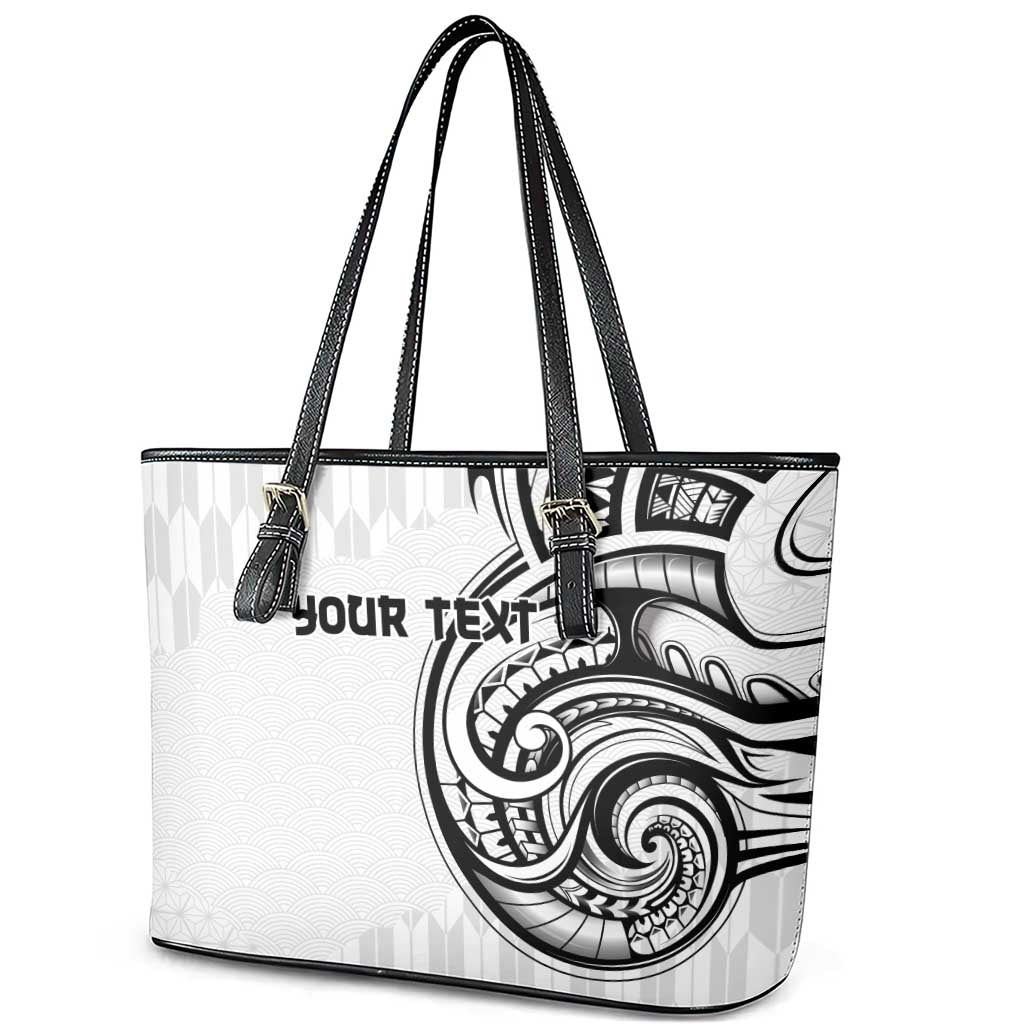 Hawaii and Japanese Culture Personalised Leather Tote Bag With Polynesian Tribal Tattoo Style