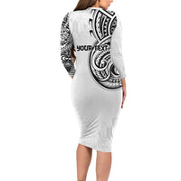 Hawaii and Japanese Culture Personalised Long Sleeve Bodycon Dress With Polynesian Tribal Tattoo Style