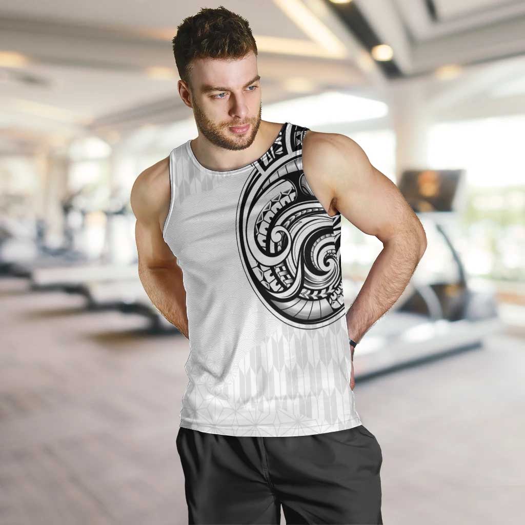 Hawaii and Japanese Culture Personalised Men Tank Top With Polynesian Tribal Tattoo Style