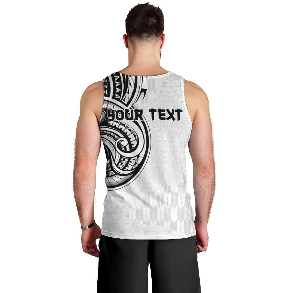Hawaii and Japanese Culture Personalised Men Tank Top With Polynesian Tribal Tattoo Style