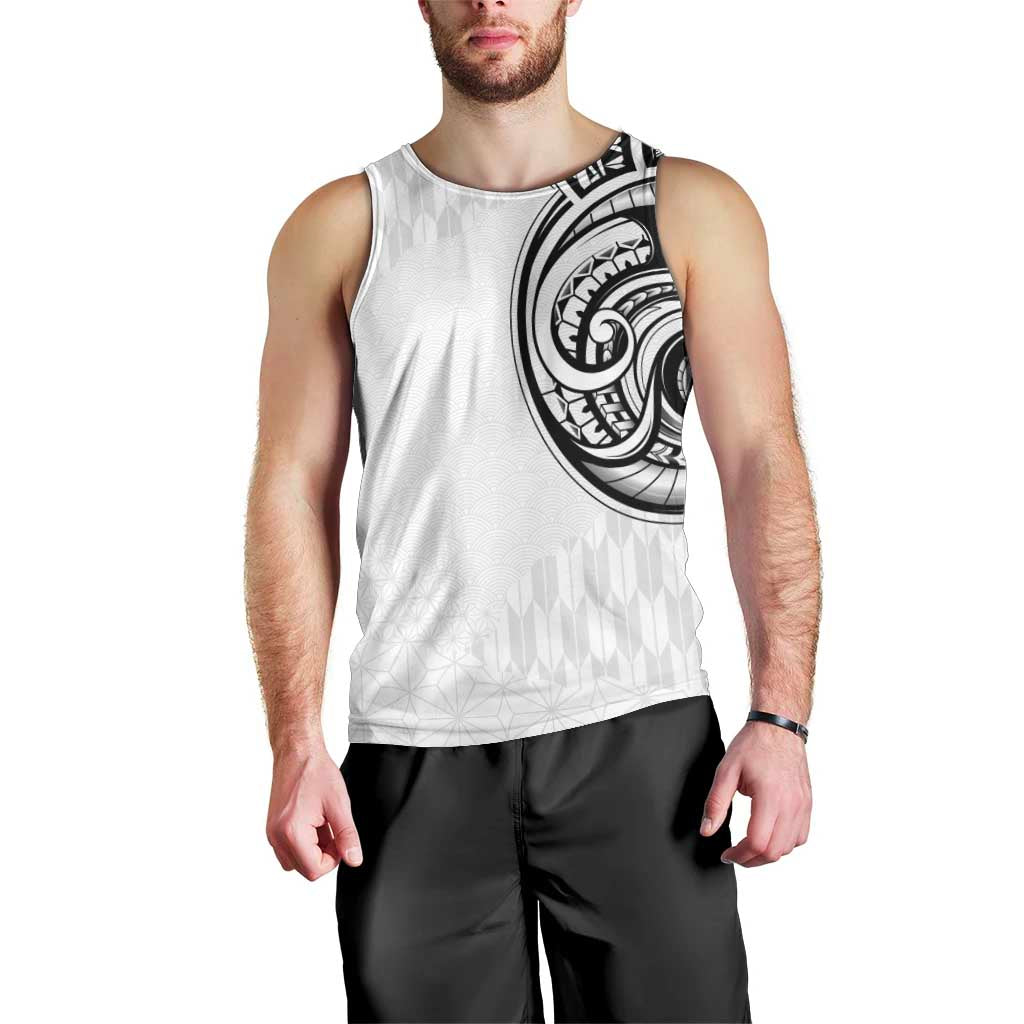 Hawaii and Japanese Culture Personalised Men Tank Top With Polynesian Tribal Tattoo Style