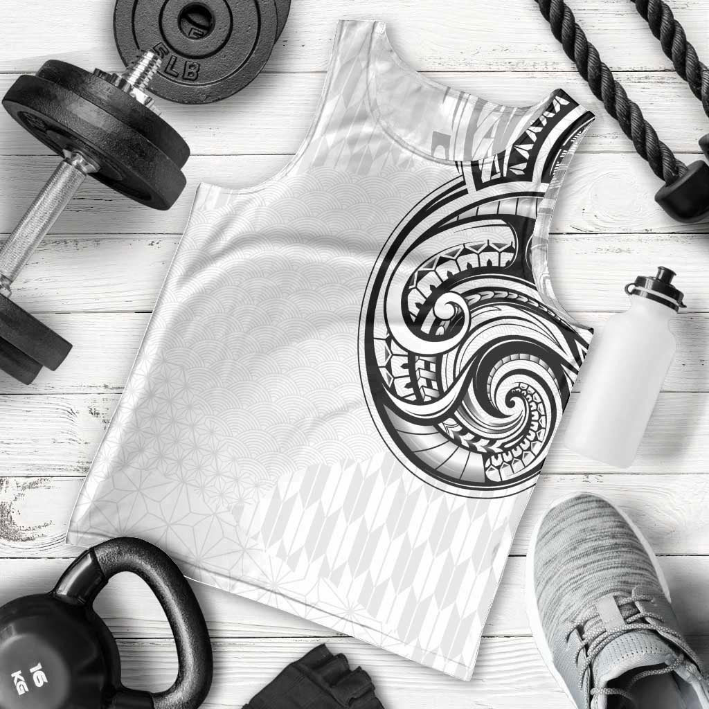 Hawaii and Japanese Culture Personalised Men Tank Top With Polynesian Tribal Tattoo Style