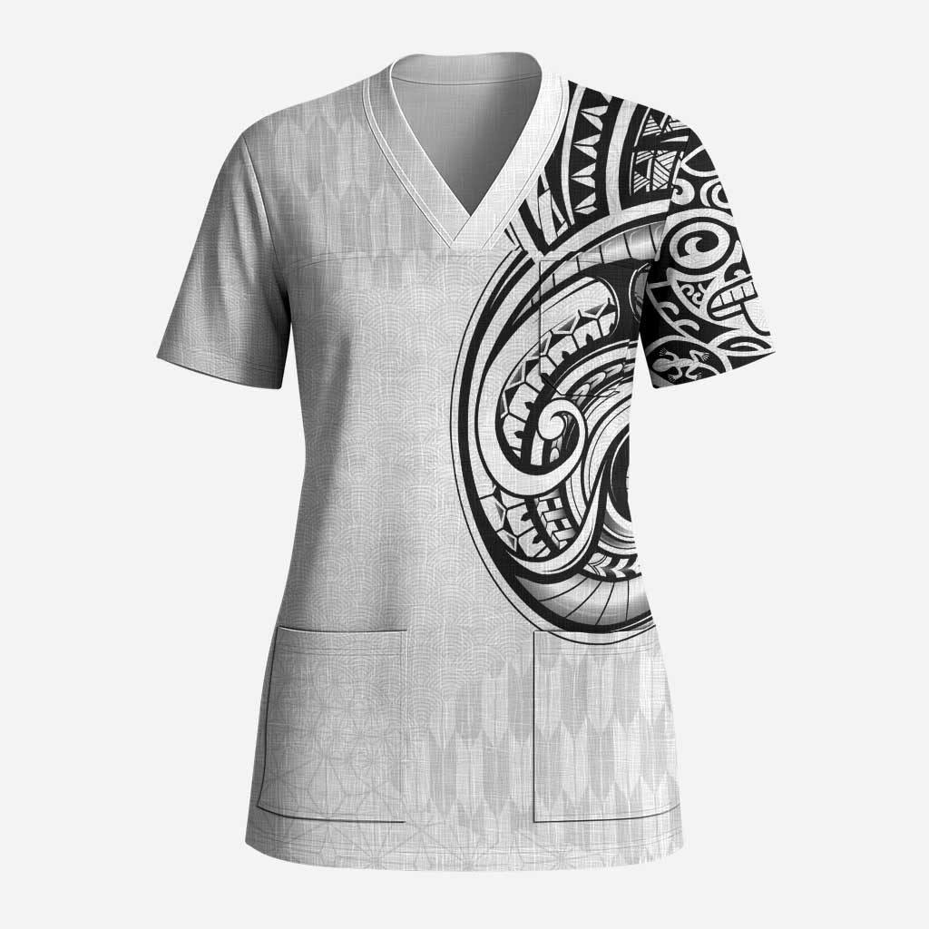 Hawaii and Japanese Culture Personalised Scrub Top With Polynesian Tribal Tattoo Style - Polynesian Pride