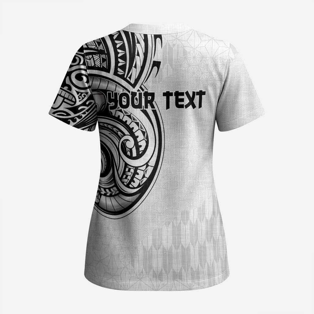 Hawaii and Japanese Culture Personalised Scrub Top With Polynesian Tribal Tattoo Style - Polynesian Pride