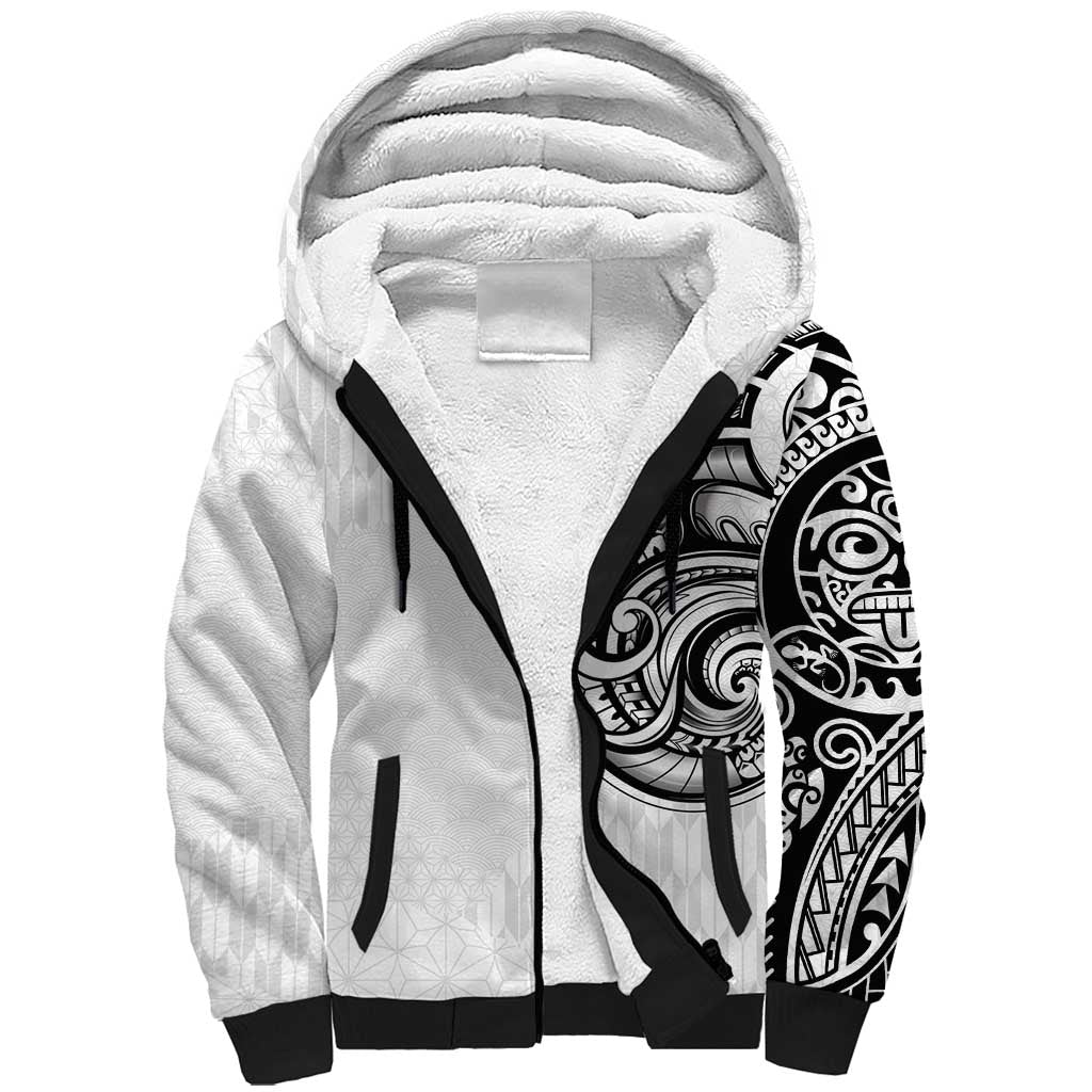 Hawaii and Japanese Culture Personalised Sherpa Hoodie With Polynesian Tribal Tattoo Style