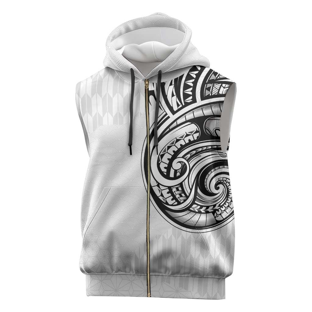 Hawaii and Japanese Culture Personalised Sleeveless Zip Hoodie With Polynesian Tribal Tattoo Style - Polynesian Pride