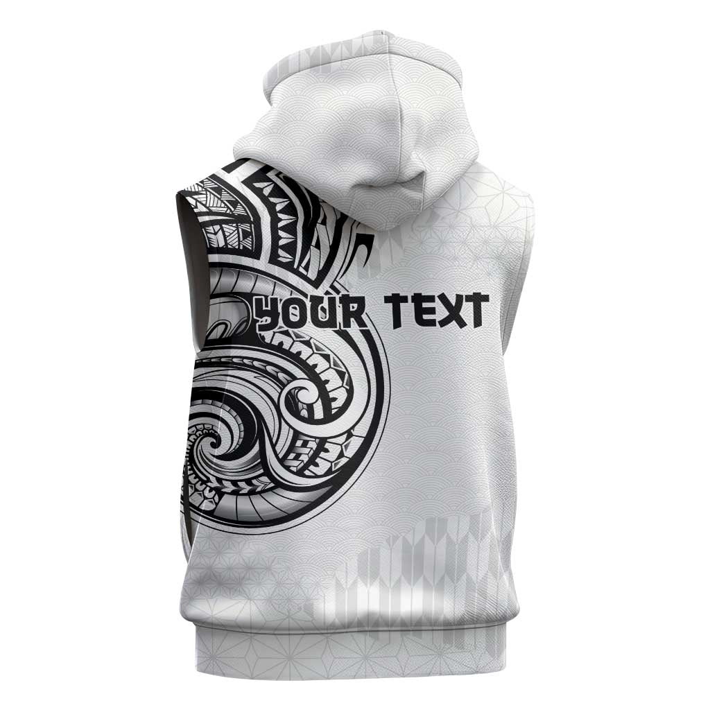 Hawaii and Japanese Culture Personalised Sleeveless Zip Hoodie With Polynesian Tribal Tattoo Style - Polynesian Pride