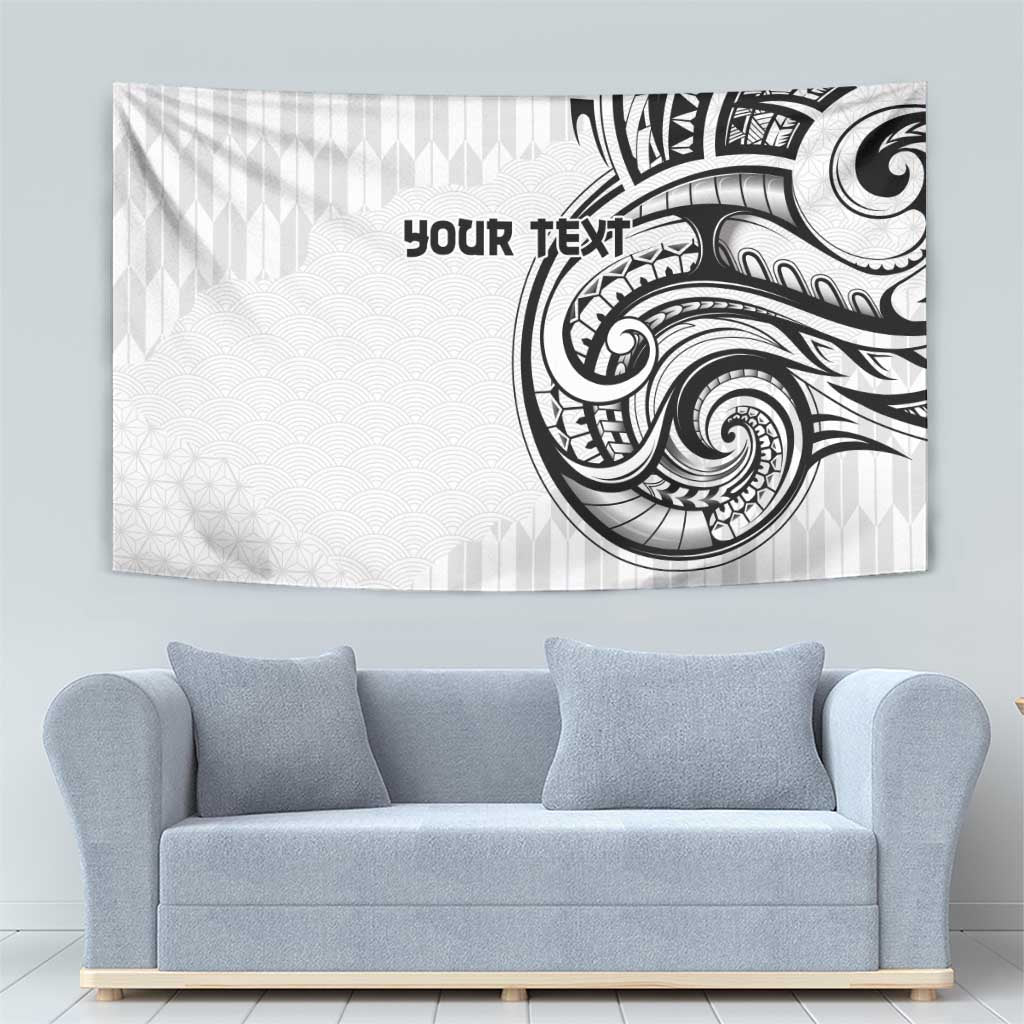 Hawaii and Japanese Culture Personalised Tapestry With Polynesian Tribal Tattoo Style