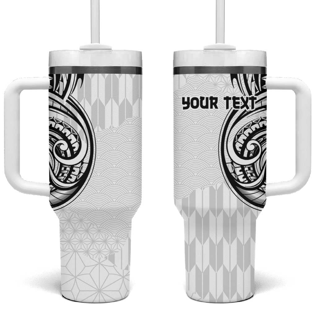 Hawaii and Japanese Culture Personalised Tumbler With Handle With Polynesian Tribal Tattoo Style