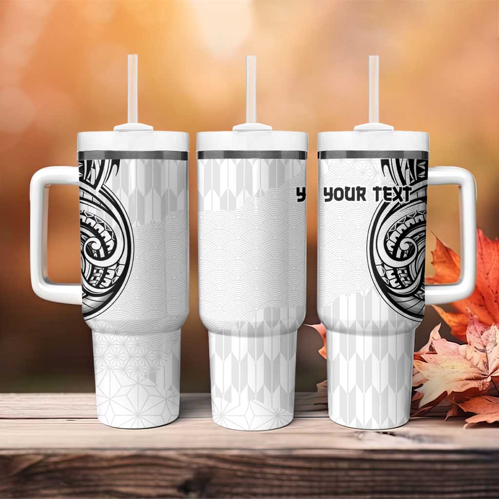 Hawaii and Japanese Culture Personalised Tumbler With Handle With Polynesian Tribal Tattoo Style