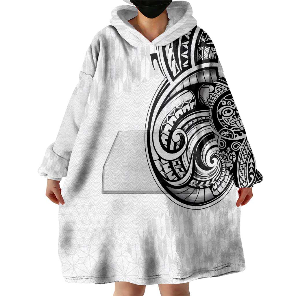 Hawaii and Japanese Culture Personalised Wearable Blanket Hoodie With Polynesian Tribal Tattoo Style