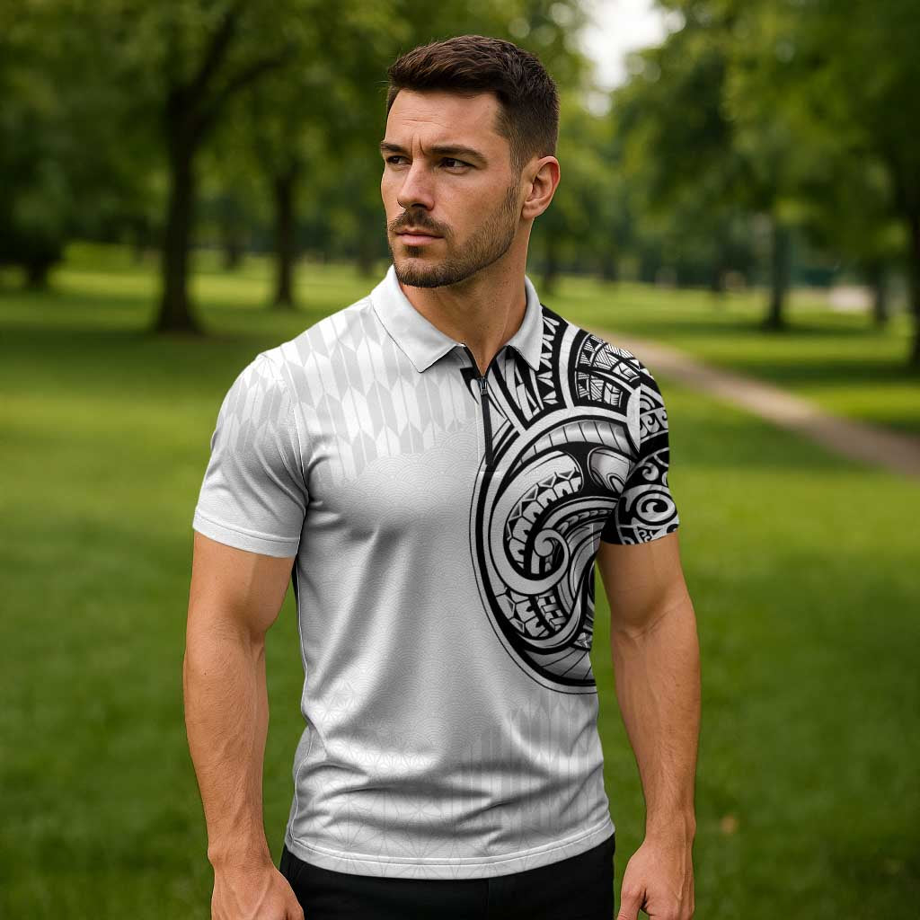 Hawaii and Japanese Culture Personalised Zipper Polo Shirt With Polynesian Tribal Tattoo Style - Polynesian Pride