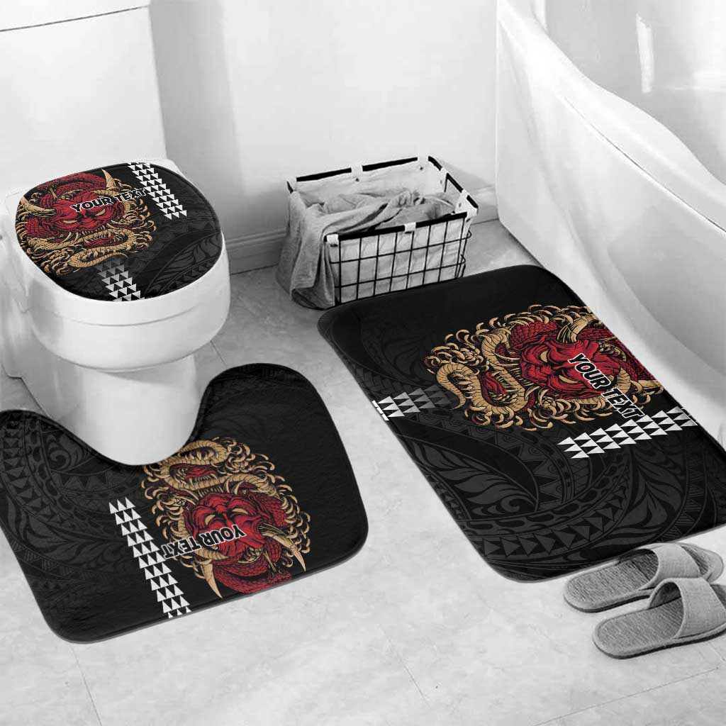 Hawaii and Japanese Oni Mask Personalised Bathroom Set Kakau Pattern Dark Art Style - Polynesian Pride