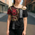 Hawaii and Japanese Oni Mask Personalised Cross Shoulder Shirt Kakau Pattern Dark Art Style - Polynesian Pride