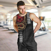 Hawaii and Japanese Oni Mask Personalised Men Tank Top Kakau Pattern Dark Art Style