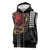 Hawaii and Japanese Oni Mask Personalised Sleeveless Zip Hoodie Kakau Pattern Dark Art Style - Polynesian Pride