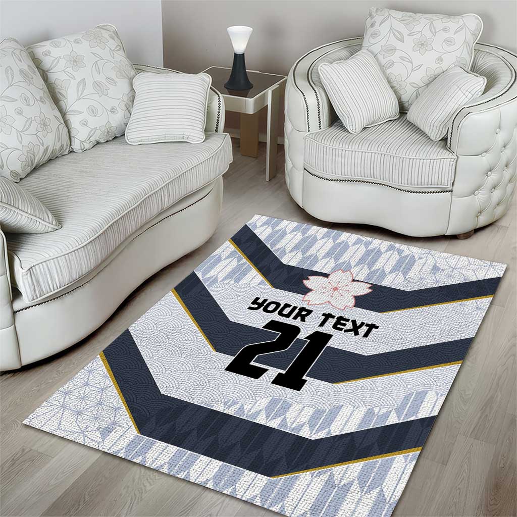 Japan Pacific Rugby 2022-23 Custom Area Rug Black Sakura Japanese Wave Pattern