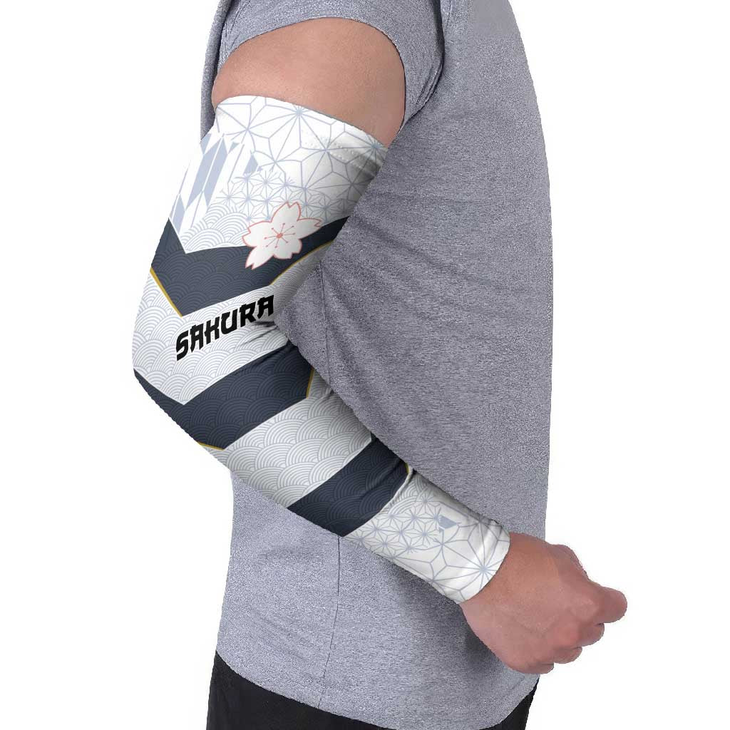 Japan Pacific Rugby 2022-23 Custom Arm Sleeves Black Sakura Japanese Wave Pattern - Polynesian Pride
