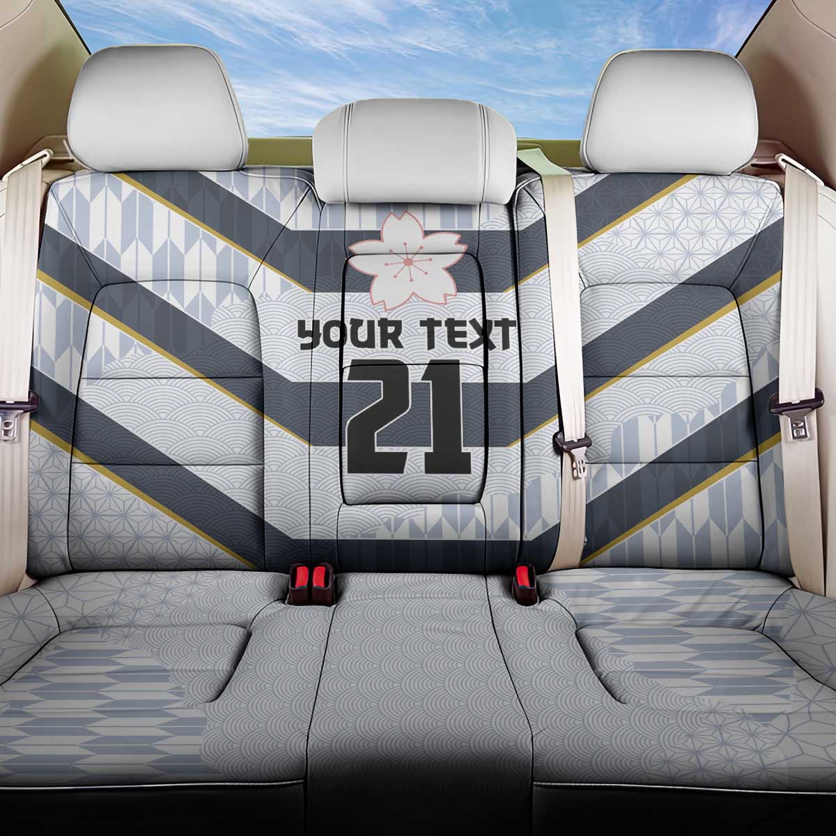 Japan Pacific Rugby 2022-23 Custom Back Car Seat Cover Black Sakura Japanese Wave Pattern