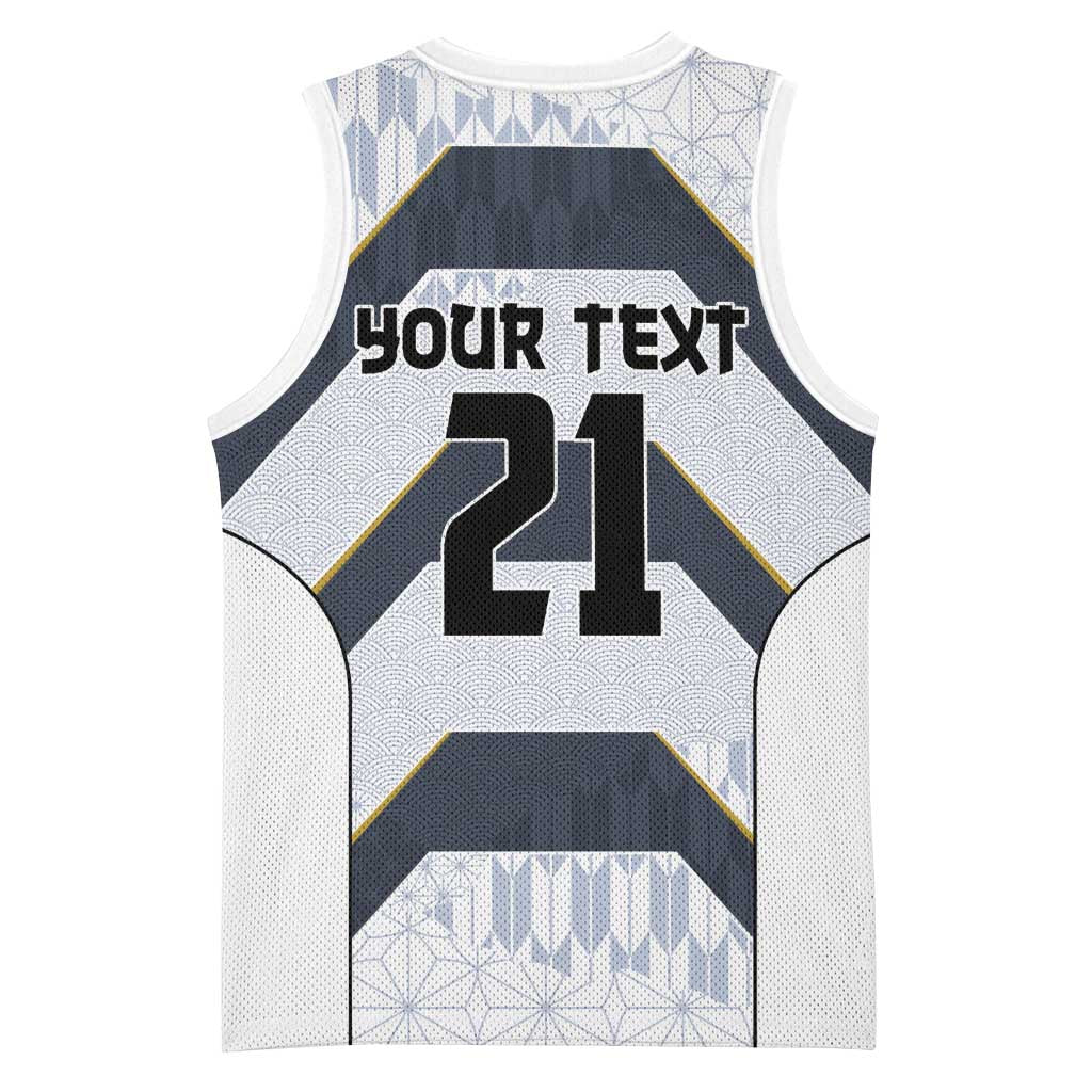 Japan Pacific Rugby 2022-23 Custom Basketball Jersey Black Sakura Japanese Wave Pattern - Polynesian Pride