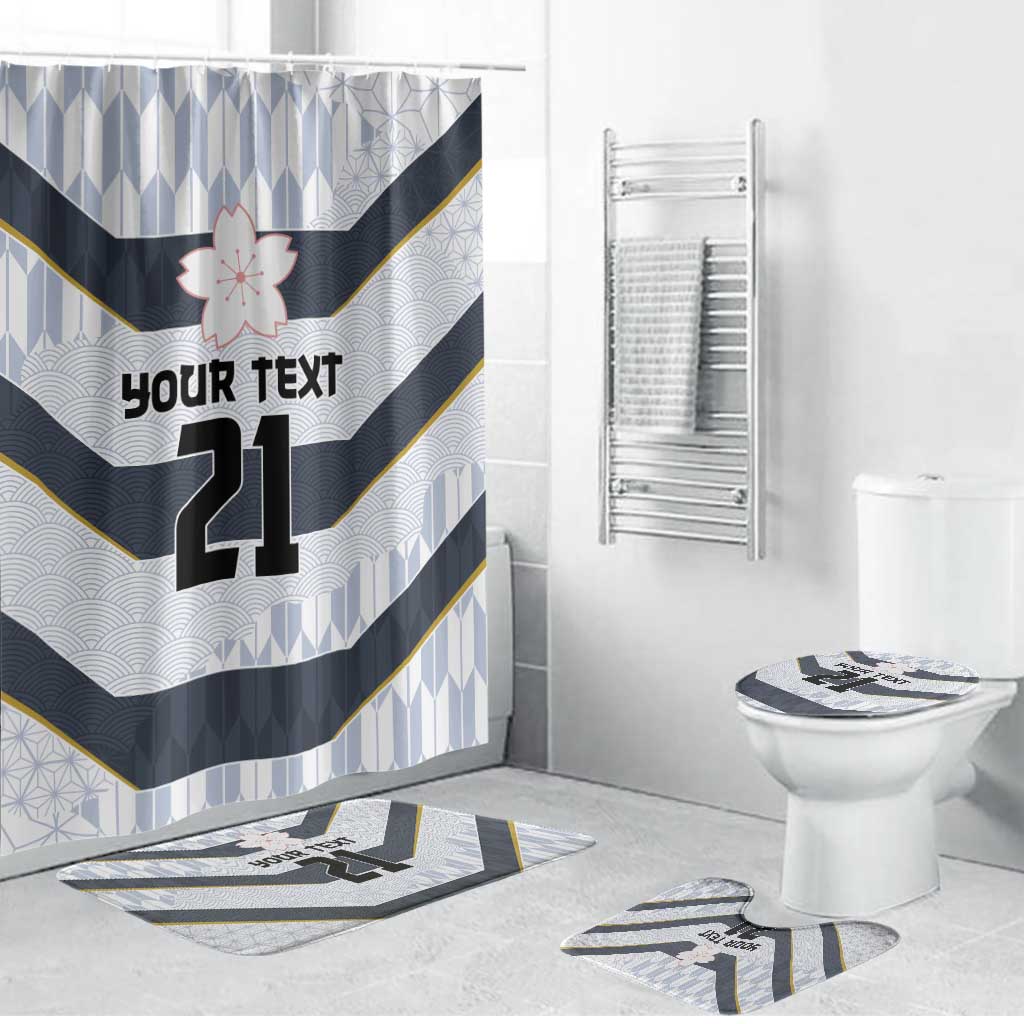 Japan Pacific Rugby 2022-23 Custom Bathroom Set Black Sakura Japanese Wave Pattern - Polynesian Pride