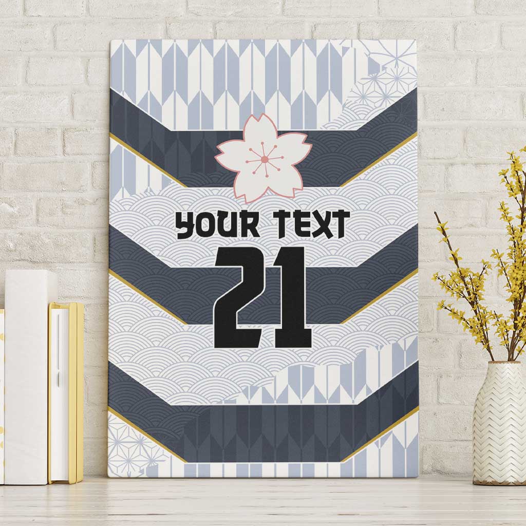 Japan Pacific Rugby 2022-23 Custom Canvas Wall Art Black Sakura Japanese Wave Pattern