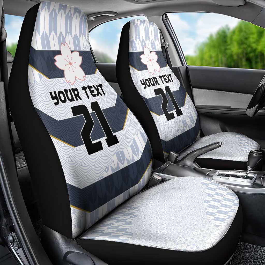 Japan Pacific Rugby 2022-23 Custom Car Seat Cover Black Sakura Japanese Wave Pattern