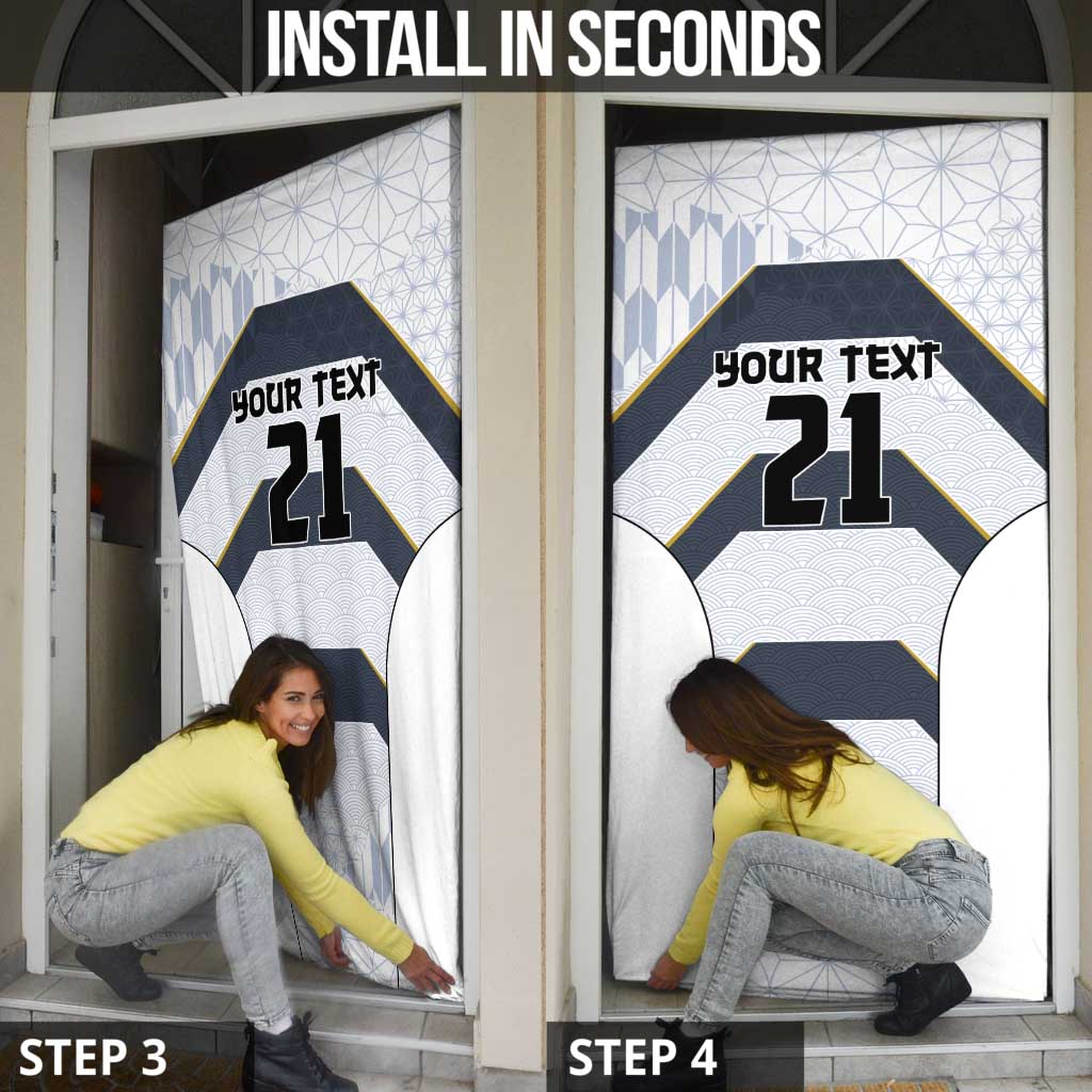 Japan Pacific Rugby 2022-23 Custom Door Cover Black Sakura Japanese Wave Pattern - Polynesian Pride